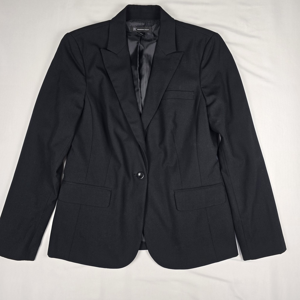 INC International Concepts Blazer Women's‎ One Button Black Size 8
